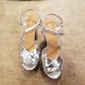 Bamboo silver strapy heels